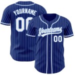 Maglia da baseball autentica Royal Pinstripe blu bianca bianca-chiara personalizzata Maglia da baseball autentica Royal Pinstripe blu bianca bianca-chiara personalizzata