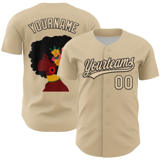 Maglia da baseball History Jersey nera autentica City 3D con motivo personalizzato, crema e nero, mese del design Maglia da baseball History Jersey nera autentica City 3D con motivo personalizzato, crema e nero, mese del design