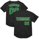 Maglia da baseball personalizzata Throwback, verde erba, bianca e nera, autentica Maglia da baseball personalizzata Throwback, verde erba, bianca e nera, autentica