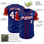 Maglia da baseball personalizzata Royal, due colori, bianco e rosso, autentica Maglia da baseball personalizzata Royal, due colori, bianco e rosso, autentica
