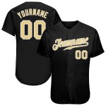 Maglia da baseball autentica nera Vegas personalizzata in oro e bianco Maglia da baseball autentica nera Vegas personalizzata in oro e bianco
