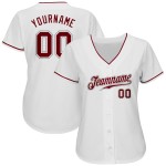 Maglia da baseball bianca personalizzata autentica cremisi-grigio Maglia da baseball bianca personalizzata autentica cremisi-grigio