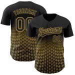 Maglia da baseball nera personalizzata con motivo 3D autentico sfumato e linee di design antico Maglia da baseball nera personalizzata con motivo 3D autentico sfumato e linee di design antico