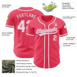 Maglia da baseball personalizzata bianca autentica rosa neon Maglia da baseball personalizzata bianca autentica rosa neon