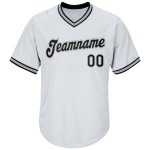 Maglia da baseball personalizzata autentica, a coste, bianca, nera e grigia Maglia da baseball personalizzata autentica, a coste, bianca, nera e grigia