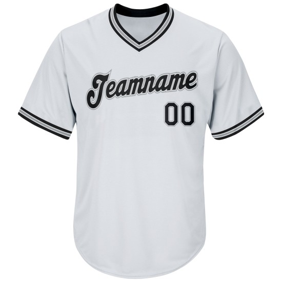 Maglia da baseball personalizzata autentica, a coste, bianca, nera e grigia Maglia da baseball personalizzata autentica, a coste, bianca, nera e grigia