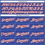 Maglia da baseball personalizzata Royal, bianca, a righe bianche e rosse, autentica Maglia da baseball personalizzata Royal, bianca, a righe bianche e rosse, autentica