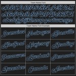 Maglia da baseball personalizzata blu chiaro, bianca e nera, autentica, stile split Maglia da baseball personalizzata blu chiaro, bianca e nera, autentica, stile split