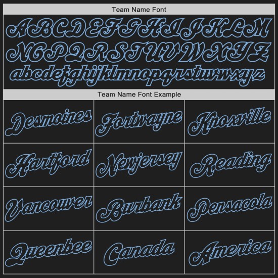 Maglia da baseball personalizzata blu chiaro, bianca e nera, autentica, stile split Maglia da baseball personalizzata blu chiaro, bianca e nera, autentica, stile split