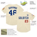Maglia retrò autentica, crema, blu navy e rossa, personalizzata, da baseball Maglia retrò autentica, crema, blu navy e rossa, personalizzata, da baseball