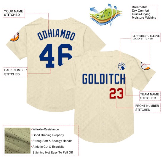 Maglia retrò autentica, crema, blu navy e rossa, personalizzata, da baseball Maglia retrò autentica, crema, blu navy e rossa, personalizzata, da baseball