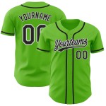 Maglia da baseball nera e bianca autentica Aurora Custom Green Maglia da baseball nera e bianca autentica Aurora Custom Green