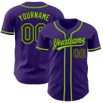 Maglia da baseball autentica, personalizzata, nera e viola, a righe verdi Maglia da baseball autentica, personalizzata, nera e viola, a righe verdi