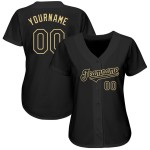 Maglia da baseball personalizzata nera autentica di Vegas, colore oro Maglia da baseball personalizzata nera autentica di Vegas, colore oro