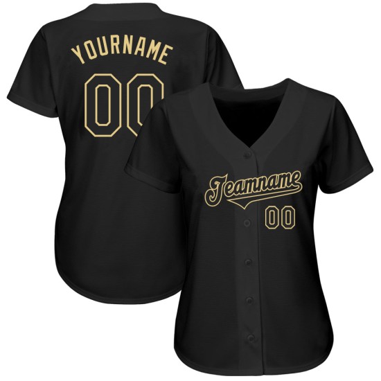 Maglia da baseball personalizzata nera autentica di Vegas, colore oro Maglia da baseball personalizzata nera autentica di Vegas, colore oro