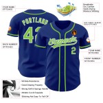 Maglia da baseball personalizzata Neon Autentica Verde Royal-Bianco Maglia da baseball personalizzata Neon Autentica Verde Royal-Bianco