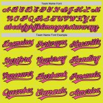 Maglia da baseball autentica rosa neon-nera gialla personalizzata Maglia da baseball autentica rosa neon-nera gialla personalizzata