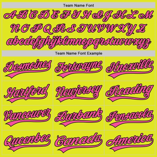 Maglia da baseball autentica rosa neon-nera gialla personalizzata Maglia da baseball autentica rosa neon-nera gialla personalizzata