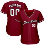 Maglia da baseball autentica bianca e nera personalizzata Crimson Maglia da baseball autentica bianca e nera personalizzata Crimson