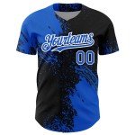 Maglia da baseball personalizzata con motivo Blue Stroke 3D Brush, nera e bianca, design autentico astratto Thunder Maglia da baseball personalizzata con motivo Blue Stroke 3D Brush, nera e bianca, design autentico astratto Thunder