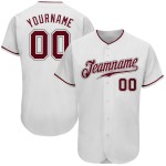 Maglia da baseball bianca personalizzata autentica cremisi-grigio Maglia da baseball bianca personalizzata autentica cremisi-grigio