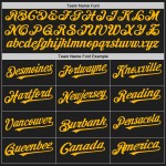 Maglia a righe bianche e oro autentica personalizzata da baseball nera alla moda Maglia a righe bianche e oro autentica personalizzata da baseball nera alla moda
