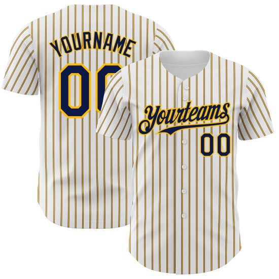 Maglia da baseball personalizzata in oro (blu navy e bianco) Maglia da baseball personalizzata in oro (blu navy e bianco)
