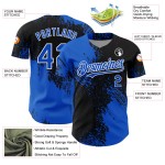 Maglia da baseball personalizzata con motivo Blue Stroke 3D Brush, nera e bianca, design autentico astratto Thunder Maglia da baseball personalizzata con motivo Blue Stroke 3D Brush, nera e bianca, design autentico astratto Thunder