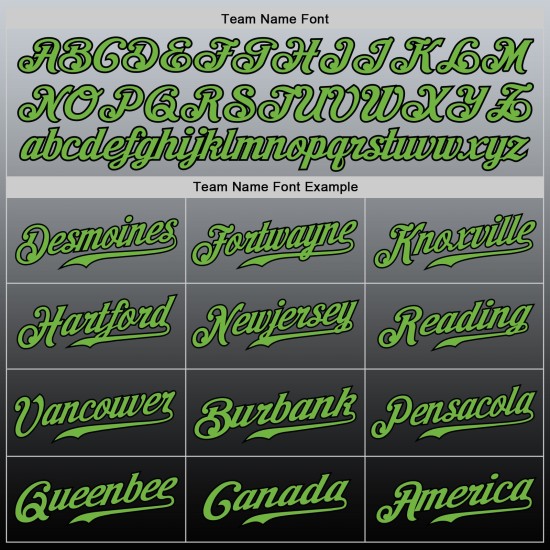 Maglia da baseball personalizzata, autentica, verde-nera, sfumata al neon, grigio Maglia da baseball personalizzata, autentica, verde-nera, sfumata al neon, grigio