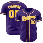 Maglia da baseball personalizzata viola autentica, oro e bianco Maglia da baseball personalizzata viola autentica, oro e bianco