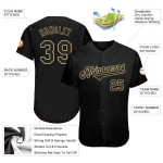 Maglia da baseball personalizzata nera autentica di Vegas, colore oro Maglia da baseball personalizzata nera autentica di Vegas, colore oro