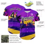 Maglia da baseball personalizzata Hawaii Palm Trees in bianco e nero, modello autentico viola 3D Maglia da baseball personalizzata Hawaii Palm Trees in bianco e nero, modello autentico viola 3D