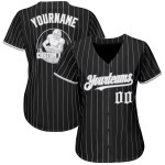 Maglia da baseball autentica bianca grigia personalizzata con righe nere Maglia da baseball autentica bianca grigia personalizzata con righe nere