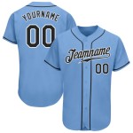 Maglia da baseball autentica personalizzata nera-bianca blu leggera Maglia da baseball autentica personalizzata nera-bianca blu leggera