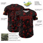 Maglia da baseball autentica, personalizzata, rossa e nera, con impronta di mano, design 3D, Bloody Rave Maglia da baseball autentica, personalizzata, rossa e nera, con impronta di mano, design 3D, Bloody Rave
