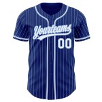 Maglia da baseball autentica Royal Pinstripe blu bianca bianca-chiara personalizzata Maglia da baseball autentica Royal Pinstripe blu bianca bianca-chiara personalizzata
