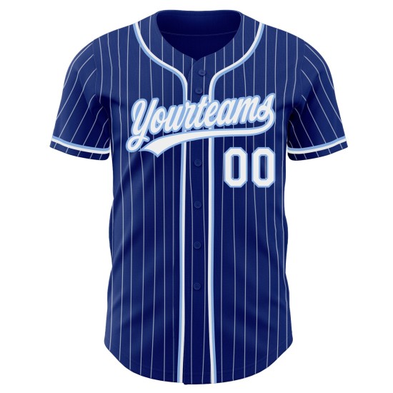 Maglia da baseball autentica Royal Pinstripe blu bianca bianca-chiara personalizzata Maglia da baseball autentica Royal Pinstripe blu bianca bianca-chiara personalizzata