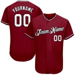Maglia da baseball autentica bianca e nera personalizzata Crimson Maglia da baseball autentica bianca e nera personalizzata Crimson