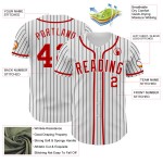 Maglia da baseball autentica nera, bianca, a righe rosse personalizzate Maglia da baseball autentica nera, bianca, a righe rosse personalizzate
