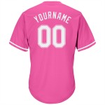 Maglia personalizzata rosa da baseball, maglia a costine autentica bianca e rosa, stile retrò Maglia personalizzata rosa da baseball, maglia a costine autentica bianca e rosa, stile retrò