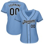Maglia da baseball autentica personalizzata nera-bianca blu leggera Maglia da baseball autentica personalizzata nera-bianca blu leggera