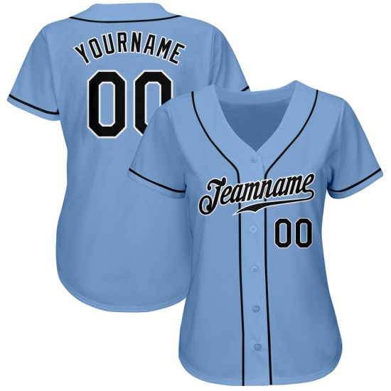 Maglia da baseball autentica personalizzata nera-bianca blu leggera Maglia da baseball autentica personalizzata nera-bianca blu leggera