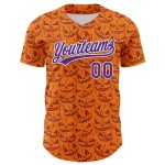 Maglia da baseball autentica viola-bianca personalizzata Halloween 3D Bay Orange