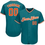 Maglia da baseball arancione-bianca personalizzata, autentica, color verde acqua Maglia da baseball arancione-bianca personalizzata, autentica, color verde acqua