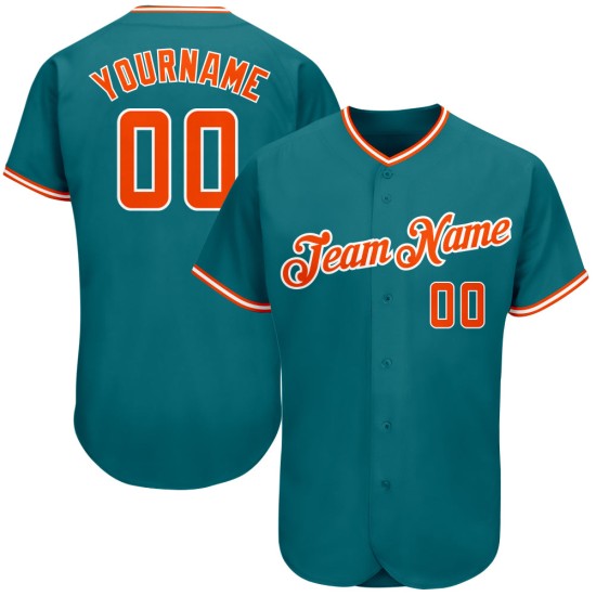 Maglia da baseball arancione-bianca personalizzata, autentica, color verde acqua Maglia da baseball arancione-bianca personalizzata, autentica, color verde acqua