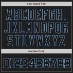 Maglia da baseball personalizzata blu chiaro, bianca e nera, autentica, stile split Maglia da baseball personalizzata blu chiaro, bianca e nera, autentica, stile split