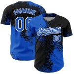 Maglia da baseball personalizzata con motivo Blue Stroke 3D Brush, nera e bianca, design autentico astratto Thunder Maglia da baseball personalizzata con motivo Blue Stroke 3D Brush, nera e bianca, design autentico astratto Thunder