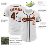 Maglia da baseball personalizzata nera-arancione autentica bianca Maglia da baseball personalizzata nera-arancione autentica bianca
