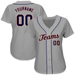 Maglia da baseball personalizzata autentica blu navy-arancione grigia Maglia da baseball personalizzata autentica blu navy-arancione grigia