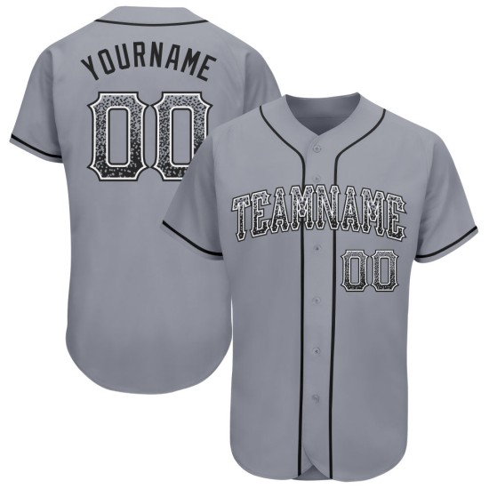 Maglia da baseball personalizzata autentica nera e bianca Drift Gray Maglia da baseball personalizzata autentica nera e bianca Drift Gray